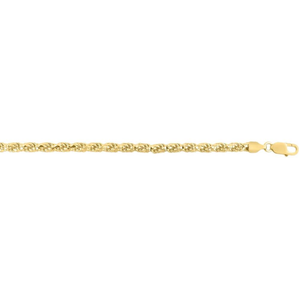 24" Silver with 14K Yellow Gold Plated Rope Chain - 5mm Diamond Cut by Orozza Fine Jewelry