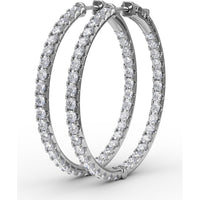 3.15 Carat Total Weight Shared-Prong Round Diamond Hoop Earrings by Fana