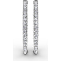 3.15 Carat Total Weight Shared-Prong Round Diamond Hoop Earrings by Fana