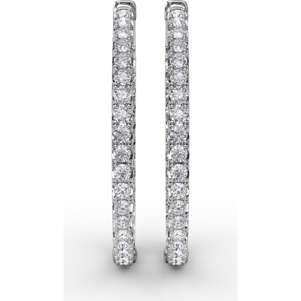 3.15 Carat Total Weight Shared-Prong Round Diamond Hoop Earrings by Fana