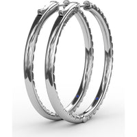 3.15 Carat Total Weight Shared-Prong Round Diamond Hoop Earrings by Fana