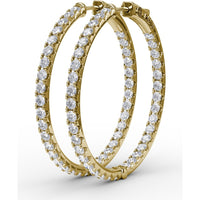 3.15 Carat Total Weight Shared-Prong Round Diamond Hoop Earrings by Fana