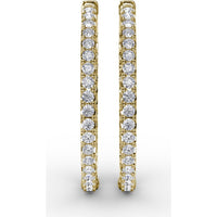 3.15 Carat Total Weight Shared-Prong Round Diamond Hoop Earrings by Fana