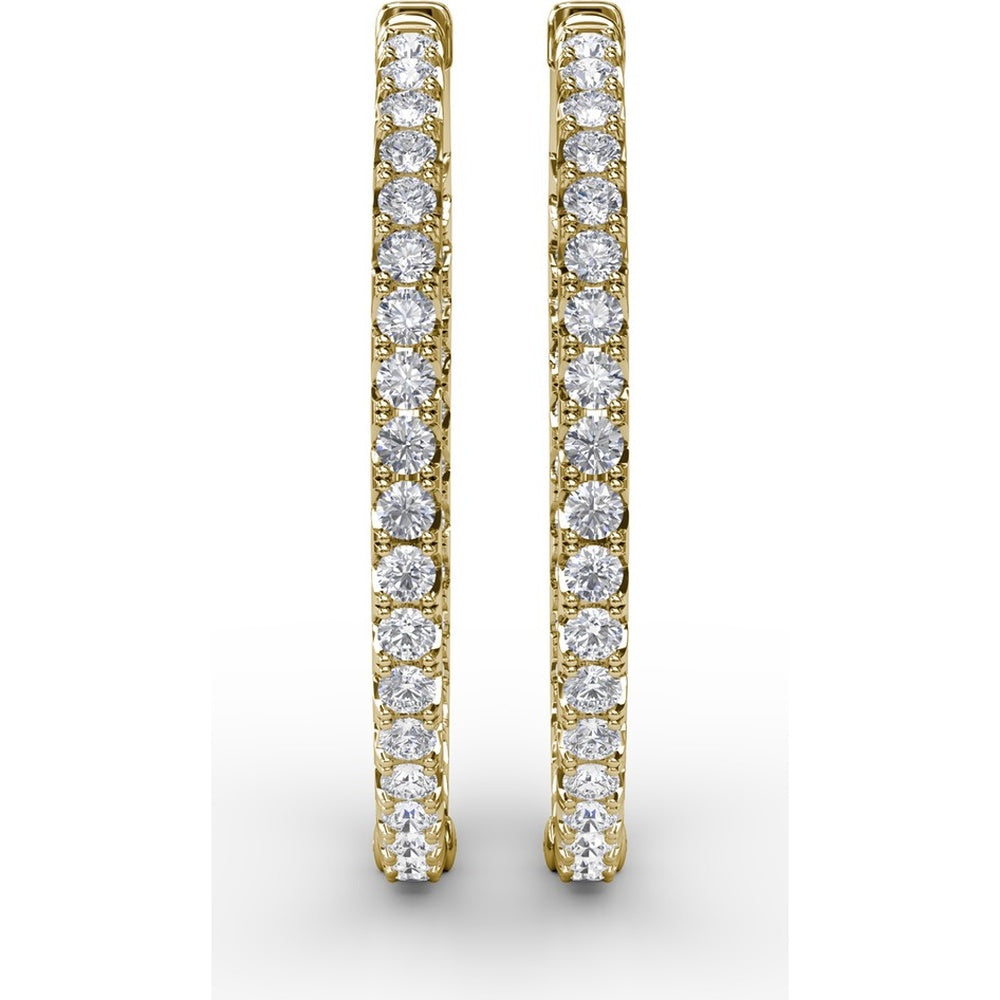 3.15 Carat Total Weight Shared-Prong Round Diamond Hoop Earrings by Fana