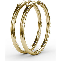 3.15 Carat Total Weight Shared-Prong Round Diamond Hoop Earrings by Fana