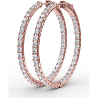 3.15 Carat Total Weight Shared-Prong Round Diamond Hoop Earrings by Fana