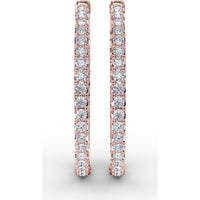 3.15 Carat Total Weight Shared-Prong Round Diamond Hoop Earrings by Fana
