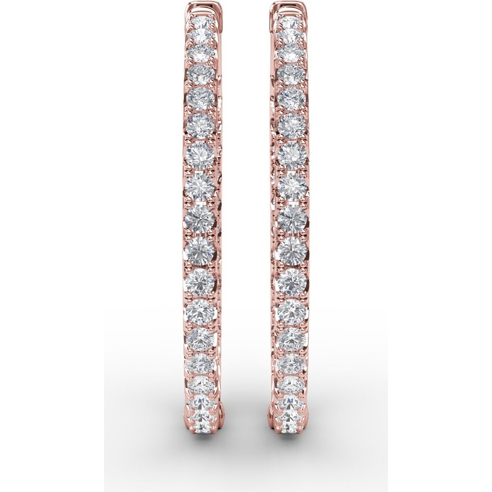 3.15 Carat Total Weight Shared-Prong Round Diamond Hoop Earrings by Fana