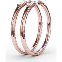 3.15 Carat Total Weight Shared-Prong Round Diamond Hoop Earrings by Fana