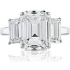 3.20 Carat Emerald Cut Diamond F/VS1 Three Stone Platinum Engagement Ring
