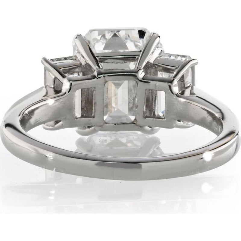 3.20 Carat Emerald Cut Diamond F/VS1 Three Stone Platinum Engagement Ring