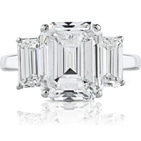 3.20 Carats Emerald Cut Diamond F/VS1 Three Stone Engagement Ring in Platinum