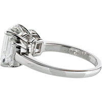 3.20 Carats Emerald Cut Diamond F/VS1 Three Stone Engagement Ring in Platinum