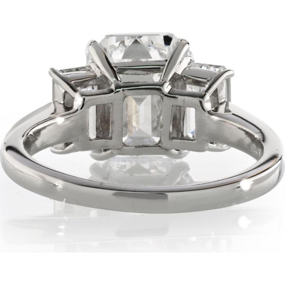 3.20 Carats Emerald Cut Diamond F/VS1 Three Stone Engagement Ring in Platinum