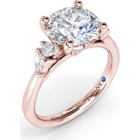 3-Stone Engagement Ring Setting with Pear and Marquise Side Diamonds - 0.28 Carat Total Side Stone Weight by Fana