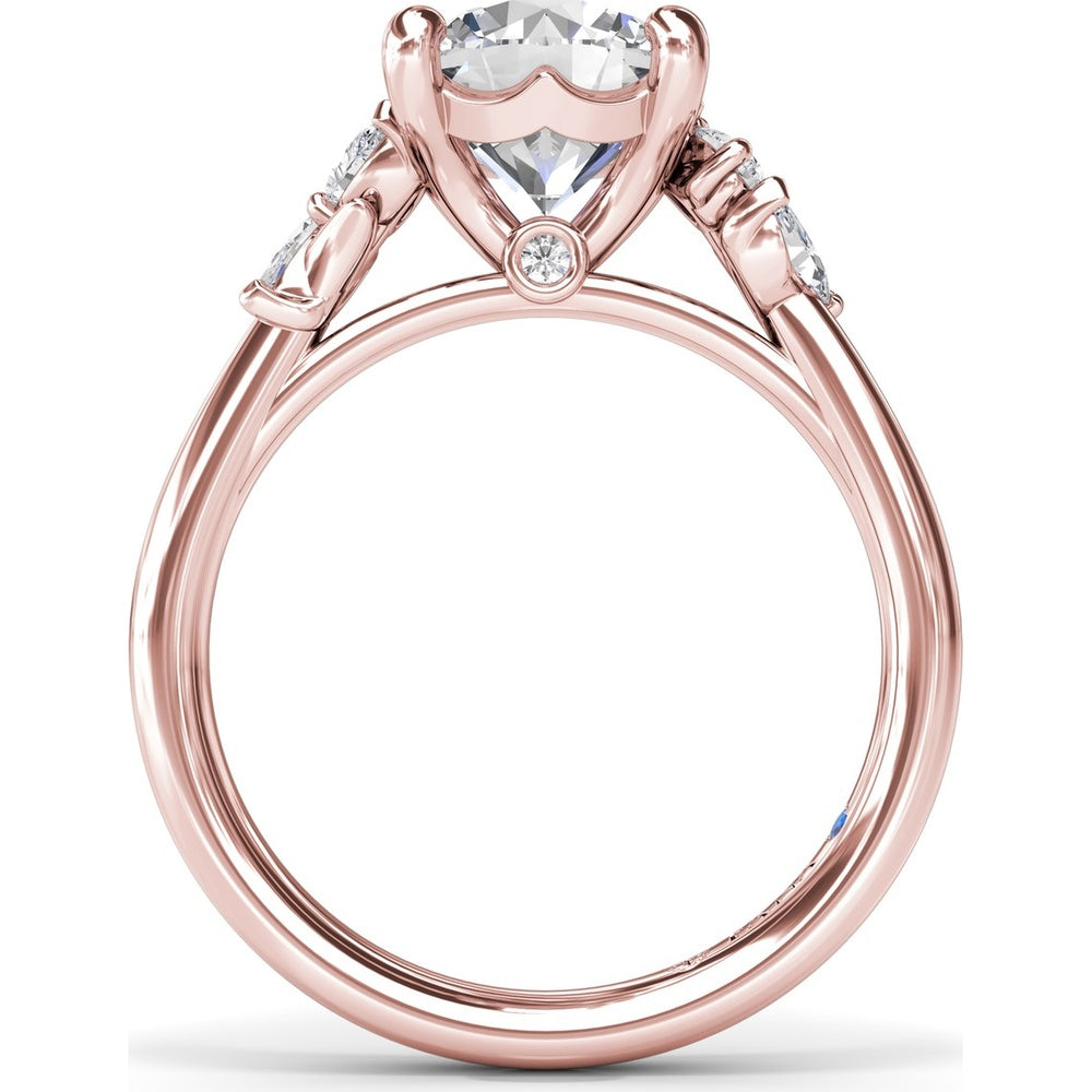 3-Stone Engagement Ring Setting with Pear and Marquise Side Diamonds - 0.28 Carat Total Side Stone Weight by Fana