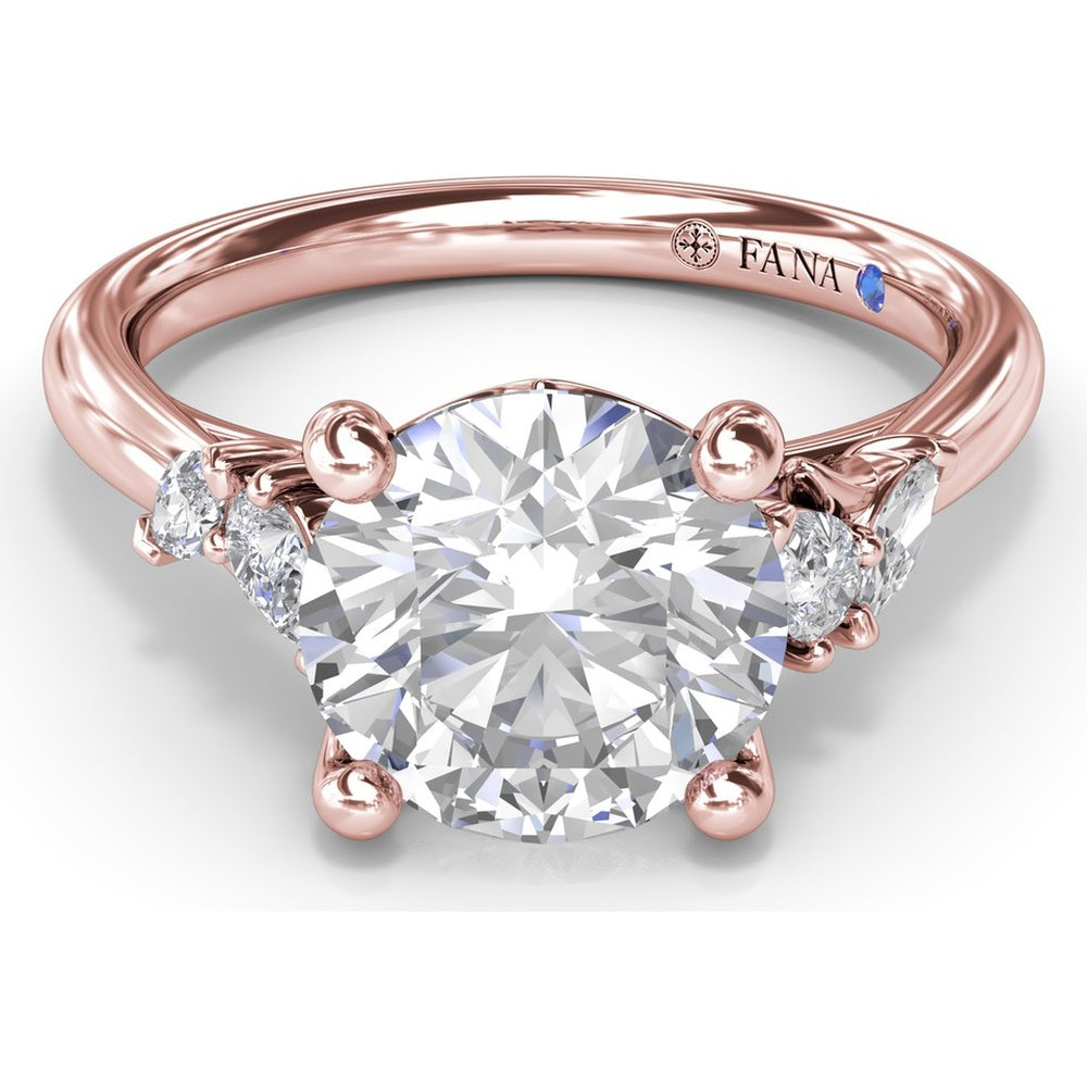 3-Stone Engagement Ring Setting with Pear and Marquise Side Diamonds - 0.28 Carat Total Side Stone Weight by Fana