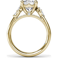 3-Stone Engagement Ring Setting with Pear and Marquise Side Diamonds - 0.28 Carat Total Side Stone Weight by Fana