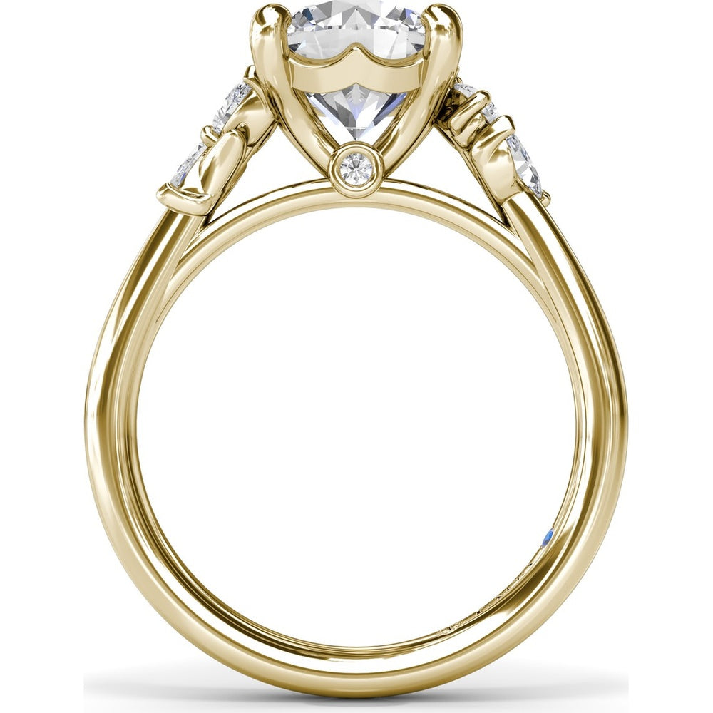 3-Stone Engagement Ring Setting with Pear and Marquise Side Diamonds - 0.28 Carat Total Side Stone Weight by Fana