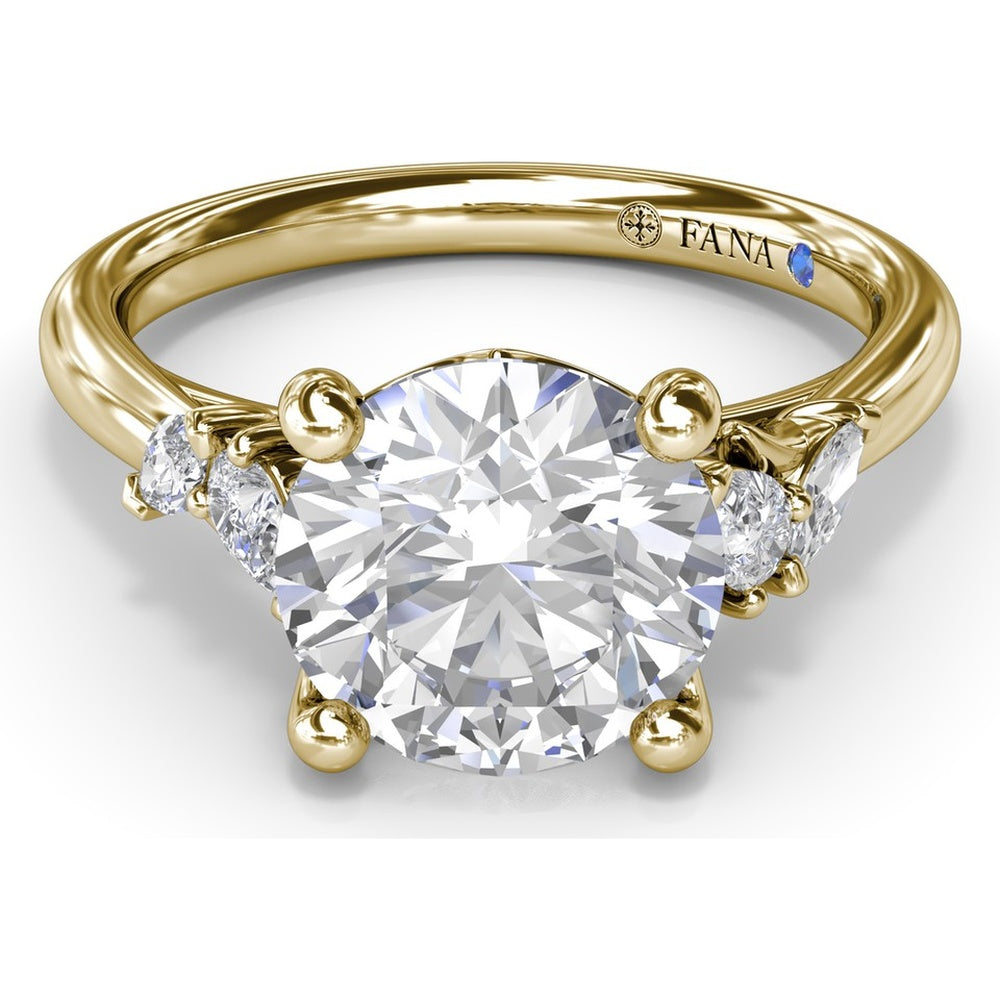 3-Stone Engagement Ring Setting with Pear and Marquise Side Diamonds - 0.28 Carat Total Side Stone Weight by Fana