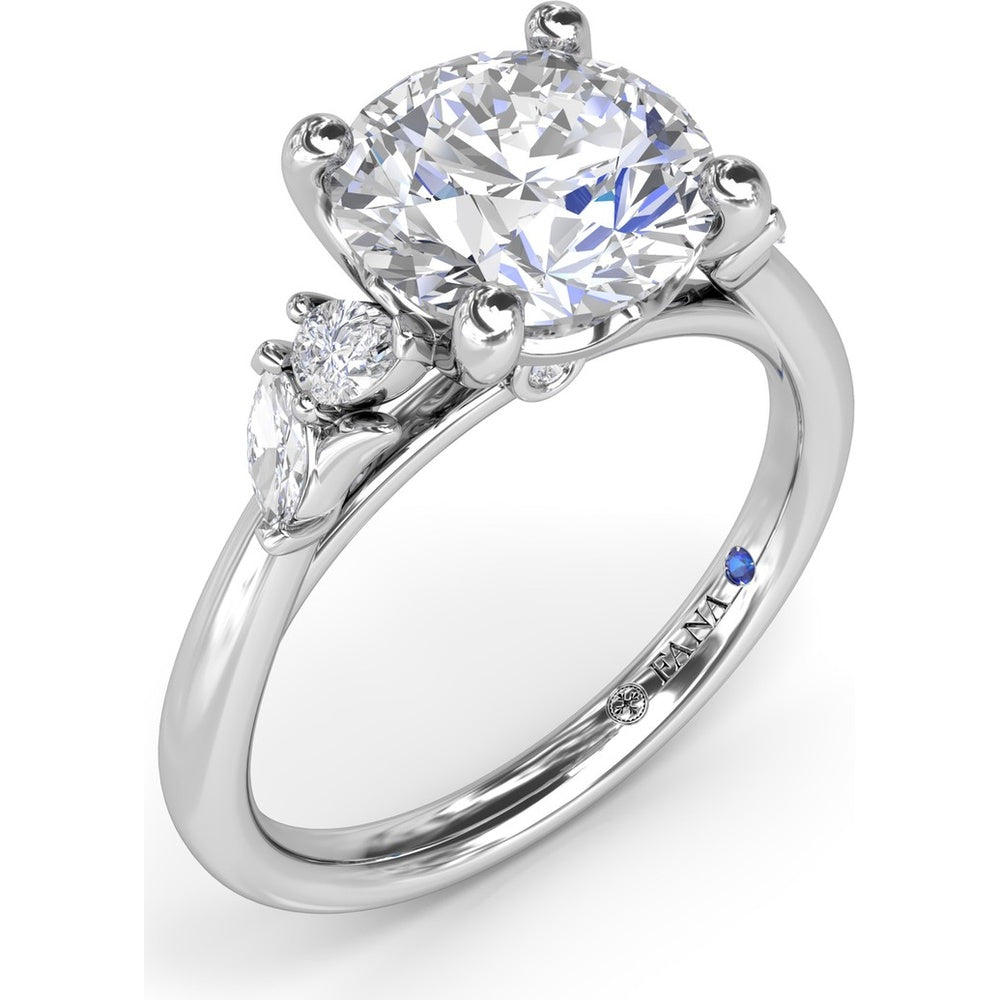 3-Stone Engagement Ring Setting with Pear and Marquise Side Diamonds - 0.28 Carat Total Side Stone Weight by Fana