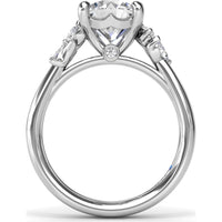 3-Stone Engagement Ring Setting with Pear and Marquise Side Diamonds - 0.28 Carat Total Side Stone Weight by Fana