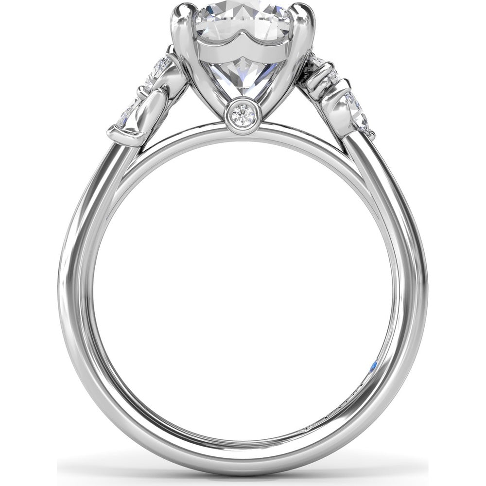 3-Stone Engagement Ring Setting with Pear and Marquise Side Diamonds - 0.28 Carat Total Side Stone Weight by Fana