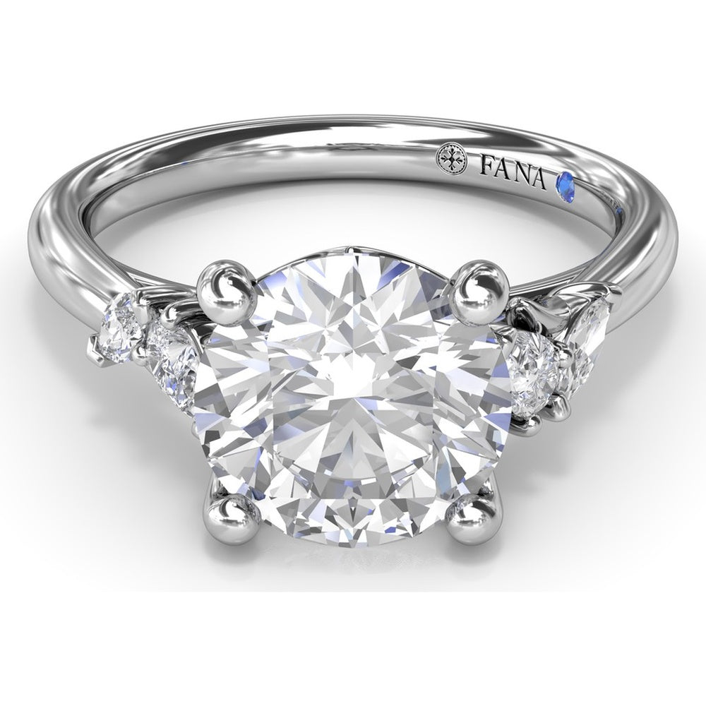 3-Stone Engagement Ring Setting with Pear and Marquise Side Diamonds - 0.28 Carat Total Side Stone Weight by Fana