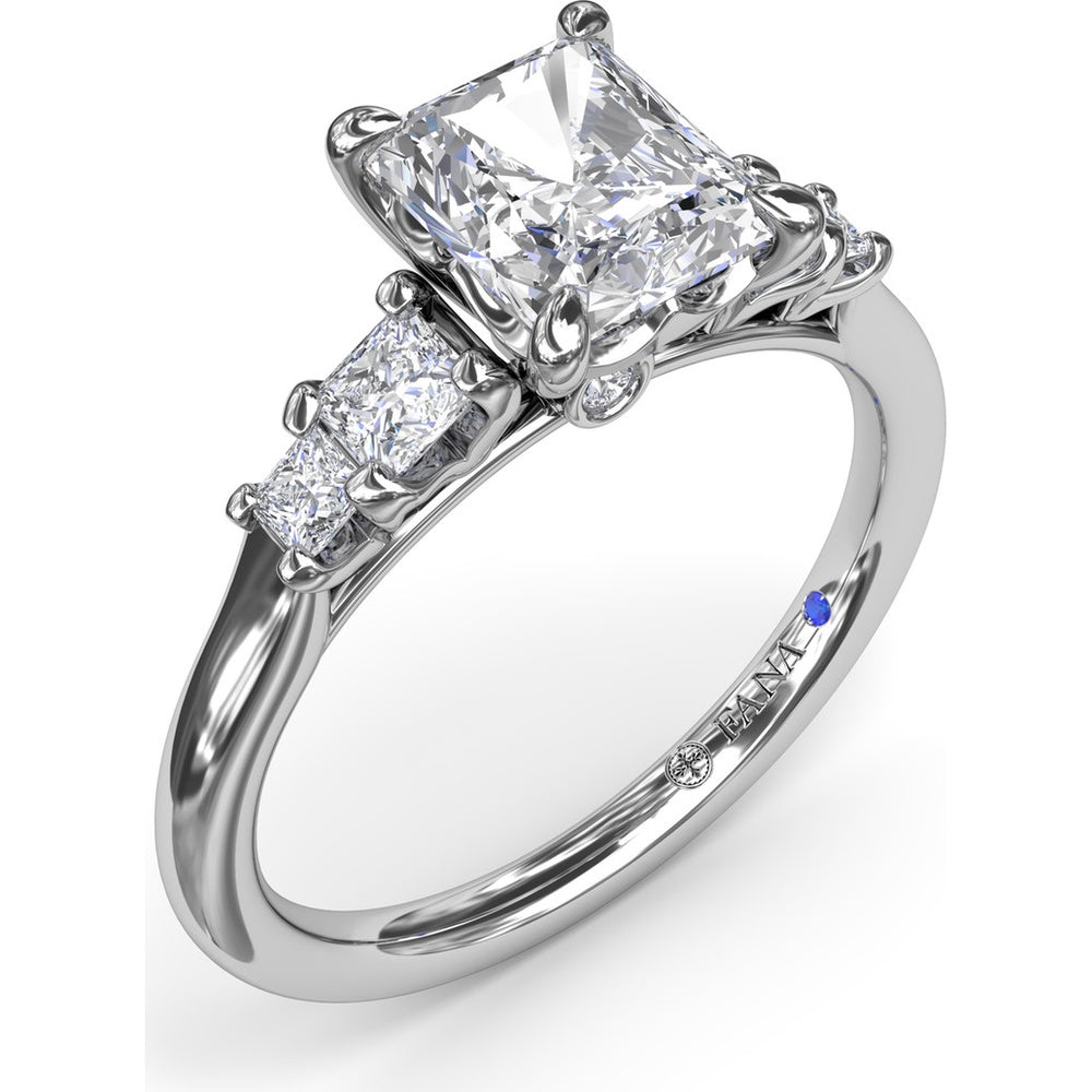 3-Stone Engagement Ring Setting with Radiant Center and Princess Cut Side Stones - 0.37 Carat Total Side Stone Weight by Fana