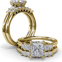 3-Stone Engagement Ring Setting with Radiant Center and Princess Cut Side Stones - 0.37 Carat Total Side Stone Weight by Fana