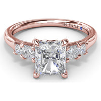 3-Stone Engagement Ring Setting with Radiant Center and Princess Cut Side Stones - 0.37 Carat Total Side Stone Weight by Fana