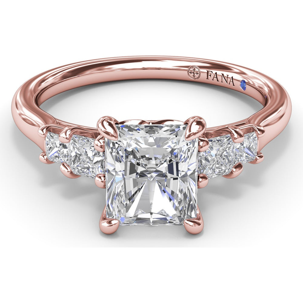 3-Stone Engagement Ring Setting with Radiant Center and Princess Cut Side Stones - 0.37 Carat Total Side Stone Weight by Fana