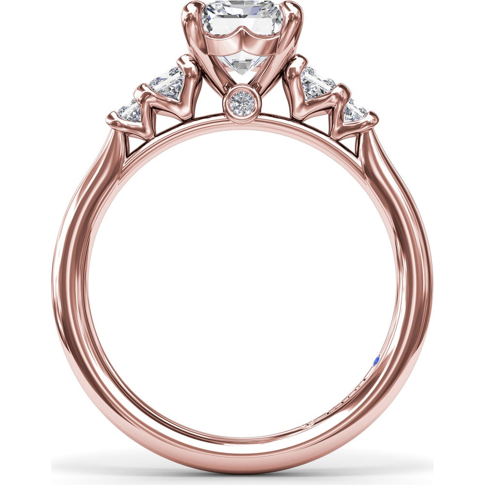3-Stone Engagement Ring Setting with Radiant Center and Princess Cut Side Stones - 0.37 Carat Total Side Stone Weight by Fana