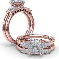3-Stone Engagement Ring Setting with Radiant Center and Princess Cut Side Stones - 0.37 Carat Total Side Stone Weight by Fana