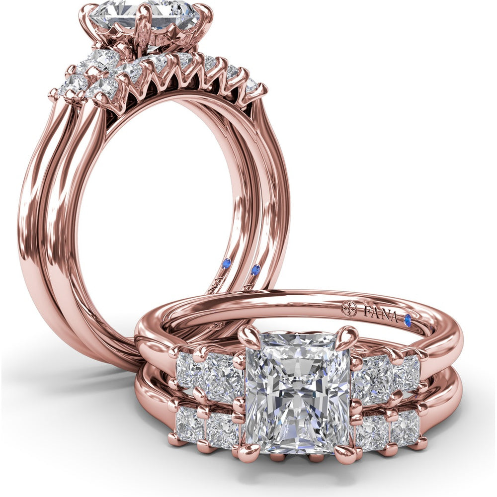 3-Stone Engagement Ring Setting with Radiant Center and Princess Cut Side Stones - 0.37 Carat Total Side Stone Weight by Fana
