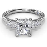 3-Stone Engagement Ring Setting with Radiant Center and Princess Cut Side Stones - 0.37 Carat Total Side Stone Weight by Fana