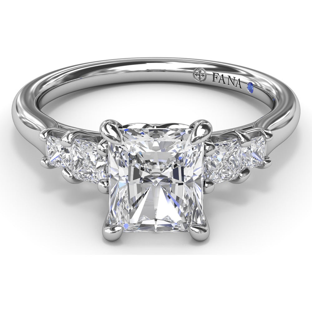3-Stone Engagement Ring Setting with Radiant Center and Princess Cut Side Stones - 0.37 Carat Total Side Stone Weight by Fana