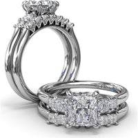 3-Stone Engagement Ring Setting with Radiant Center and Princess Cut Side Stones - 0.37 Carat Total Side Stone Weight by Fana
