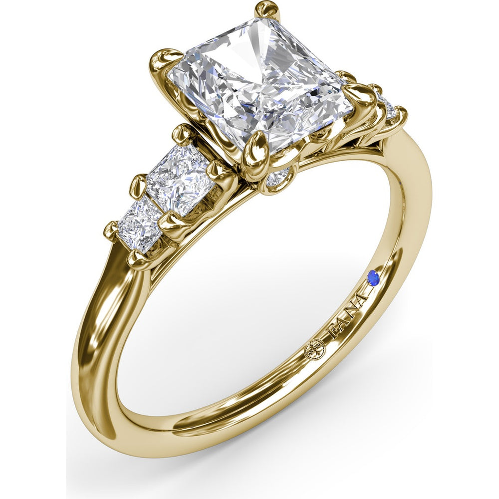3-Stone Engagement Ring Setting with Radiant Center and Princess Cut Side Stones - 0.37 Carat Total Side Stone Weight by Fana