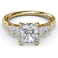 3-Stone Engagement Ring Setting with Radiant Center and Princess Cut Side Stones - 0.37 Carat Total Side Stone Weight by Fana