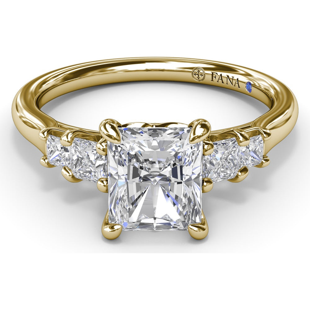 3-Stone Engagement Ring Setting with Radiant Center and Princess Cut Side Stones - 0.37 Carat Total Side Stone Weight by Fana