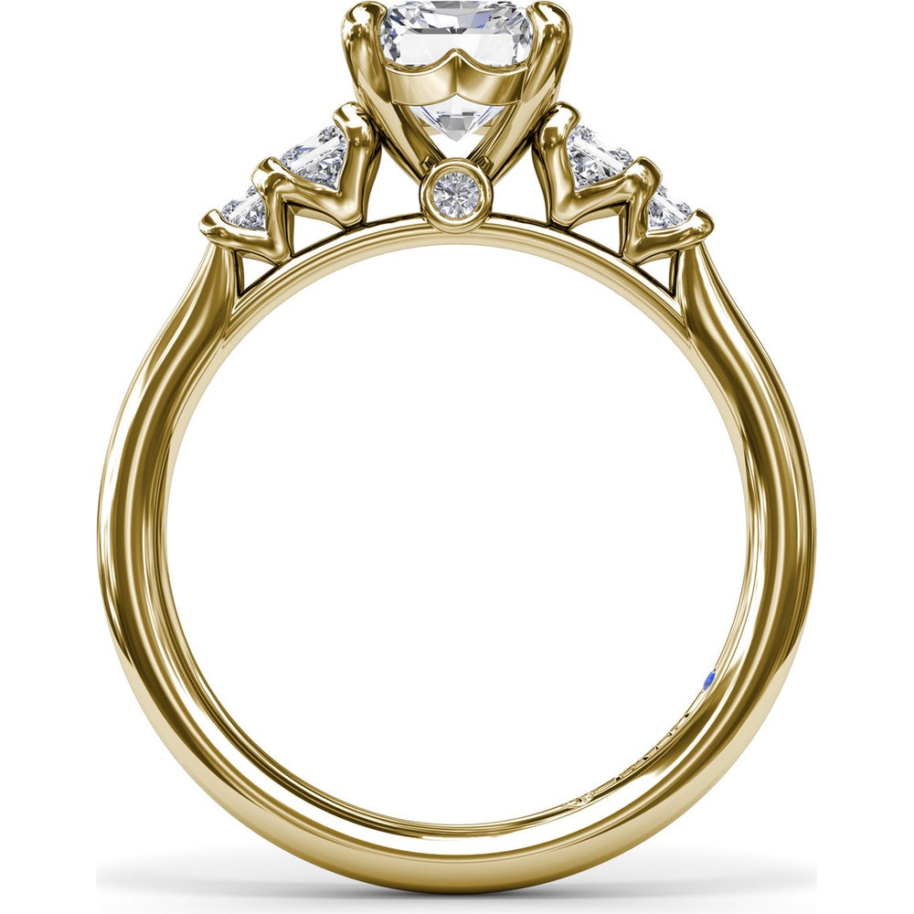 3-Stone Engagement Ring Setting with Radiant Center and Princess Cut Side Stones - 0.37 Carat Total Side Stone Weight by Fana