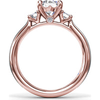 3-Stone Engagement Ring Setting with Round Diamond Side Stones by Fana - 0.27 Carat Total Diamond Weight