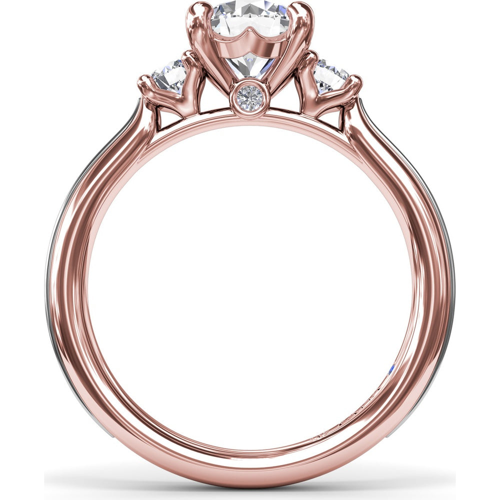 3-Stone Engagement Ring Setting with Round Diamond Side Stones by Fana - 0.27 Carat Total Diamond Weight