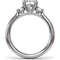 3-Stone Engagement Ring Setting with Round Diamond Side Stones by Fana - 0.27 Carat Total Diamond Weight