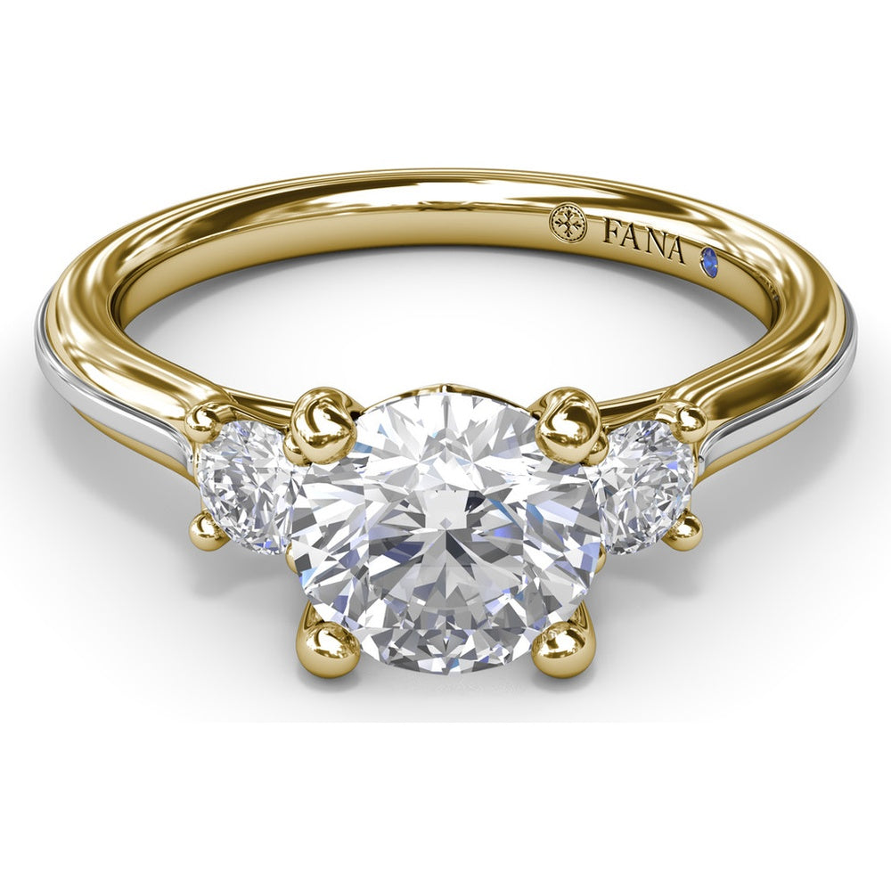 3-Stone Engagement Ring Setting with Round Diamond Side Stones by Fana - 0.27 Carat Total Diamond Weight