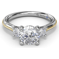 3-Stone Engagement Ring Setting with Round Diamond Side Stones by Fana - 0.27 Carat Total Diamond Weight