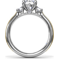3-Stone Engagement Ring Setting with Round Diamond Side Stones by Fana - 0.27 Carat Total Diamond Weight