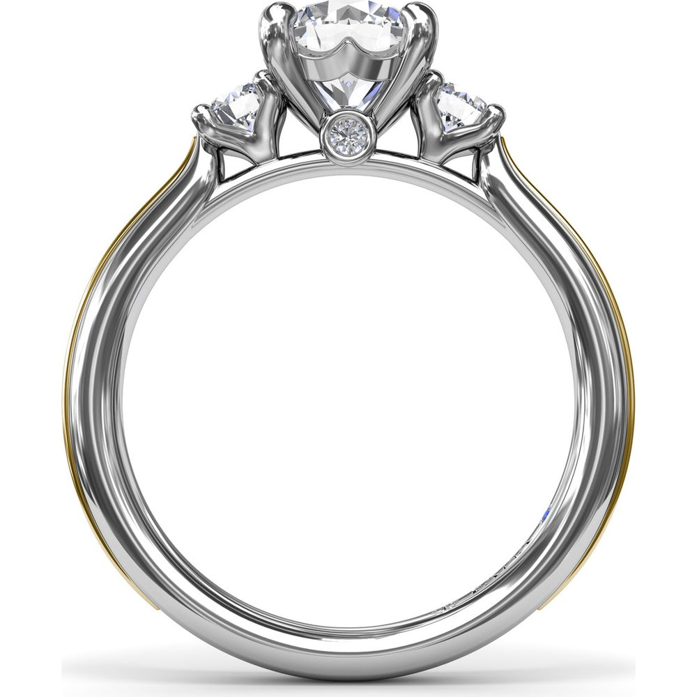 3-Stone Engagement Ring Setting with Round Diamond Side Stones by Fana - 0.27 Carat Total Diamond Weight