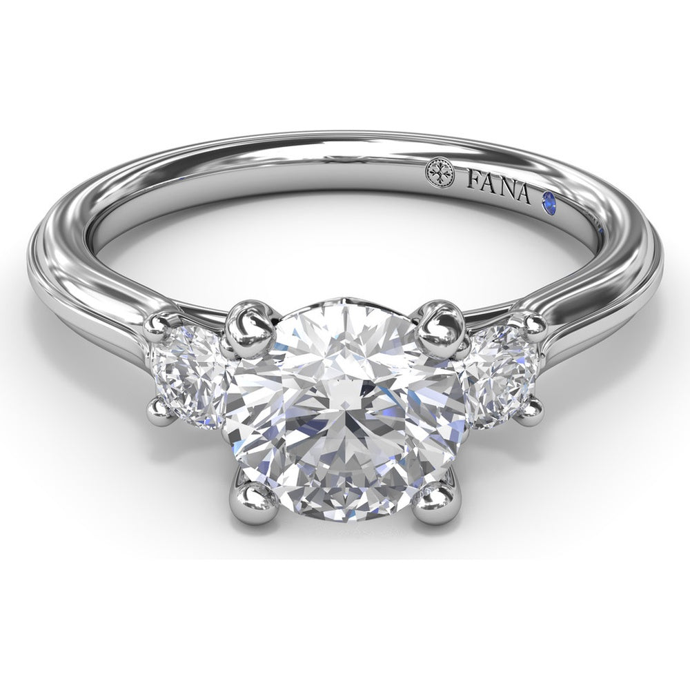 3-Stone Engagement Ring Setting with Round Diamond Side Stones by Fana - 0.27 Carat Total Diamond Weight